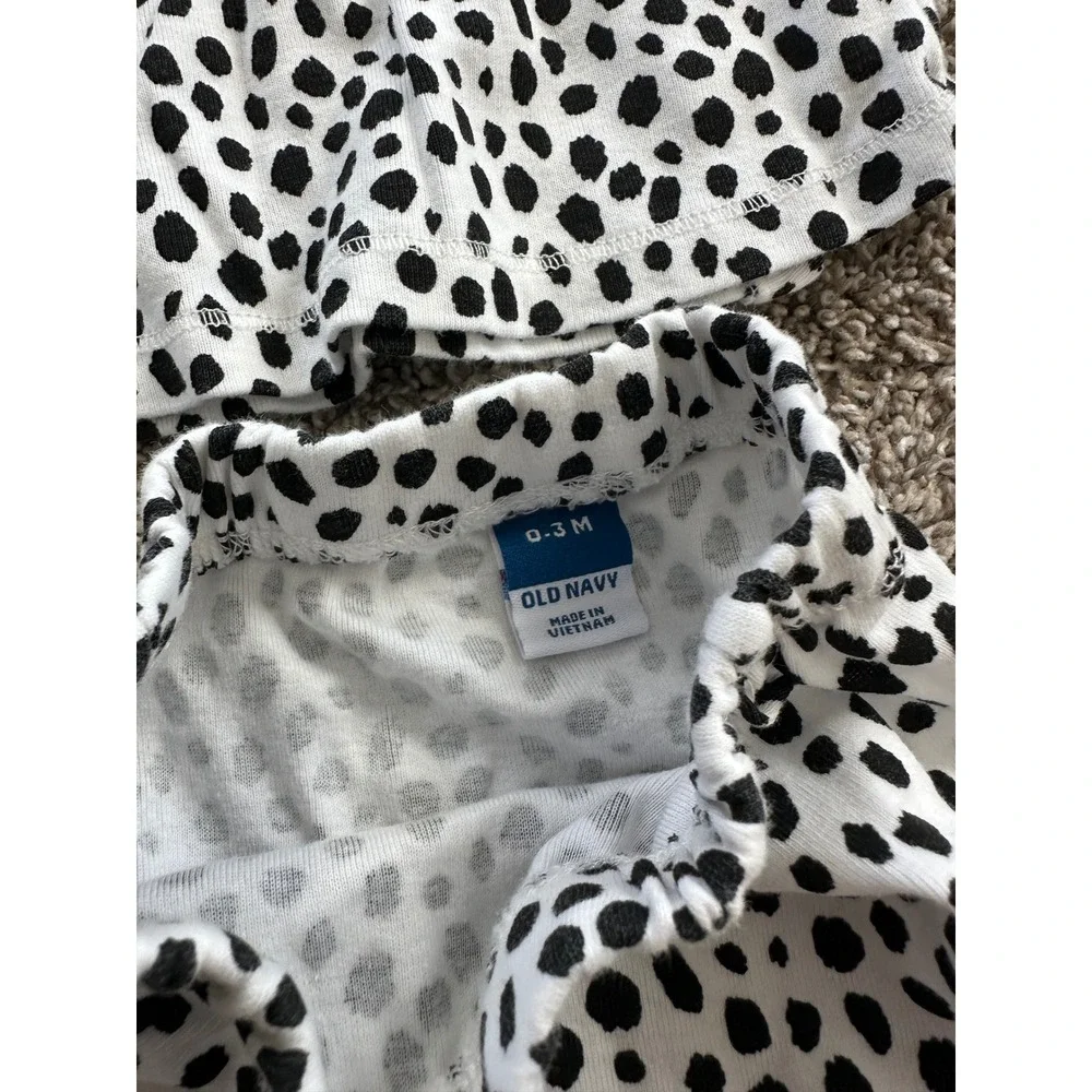 Old Navy Baby 0-3M‎ Dalmatian Spot Kimono Top and Footed Pants Set Black White - Picture 4 of 6